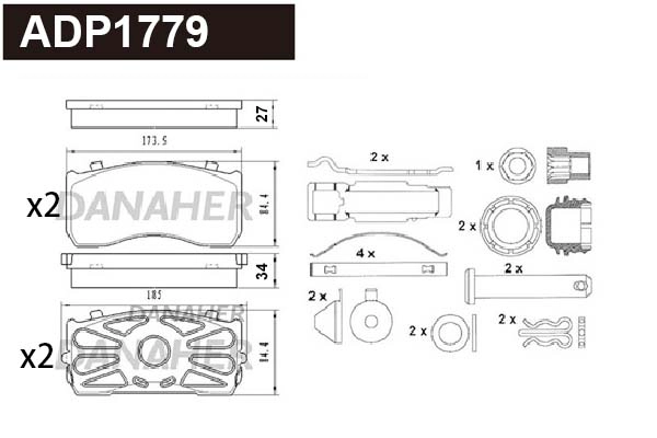 Brake Pad Set, disc brake (ADP1779)