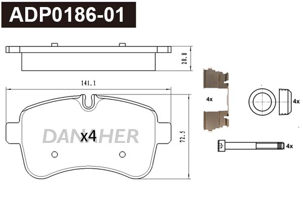 Brake Pad Set, disc brake (ADP0186-01)
