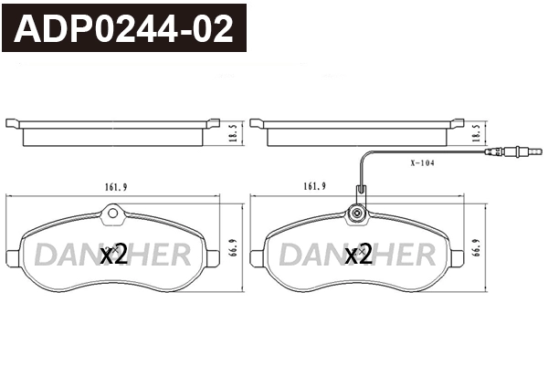 Brake Pad Set, disc brake (ADP0244-02)