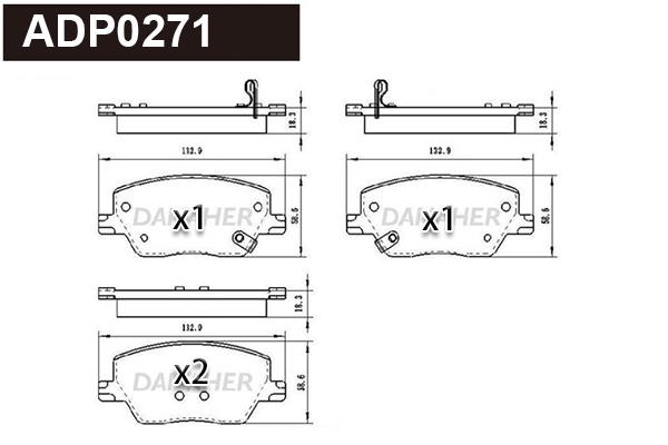 Brake Pad Set, disc brake (ADP0271)