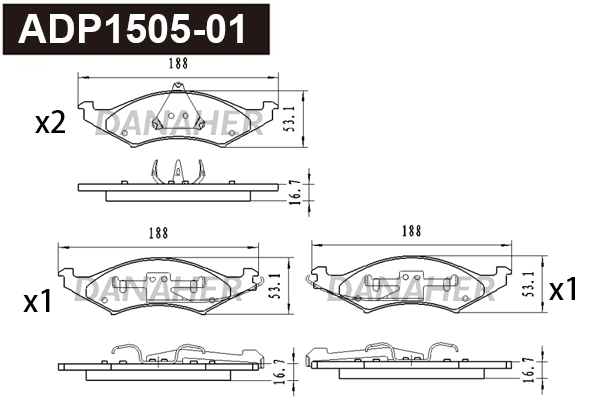 Brake Pad Set, disc brake (ADP1505-01)