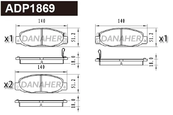 Brake Pad Set, disc brake (ADP1869)