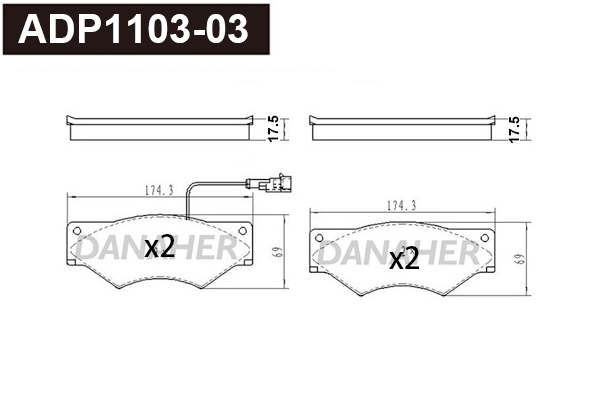 Brake Pad Set, disc brake (ADP1103-03)