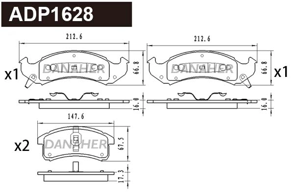 Brake Pad Set, disc brake (ADP1628)