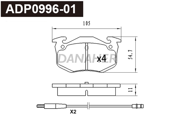 Brake Pad Set, disc brake (ADP0996-01)
