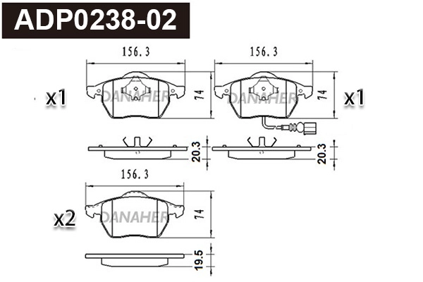 Brake Pad Set, disc brake (ADP0238-02)