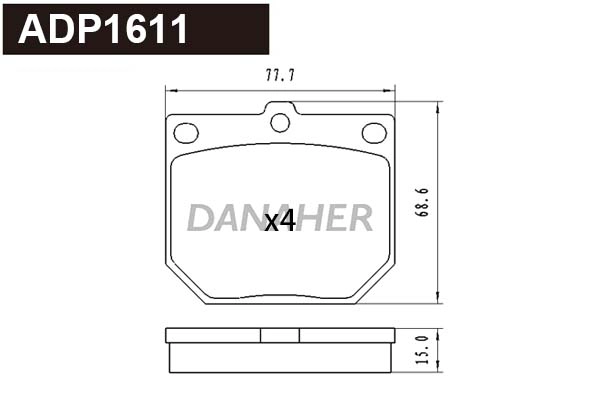 Brake Pad Set, disc brake (ADP1611)
