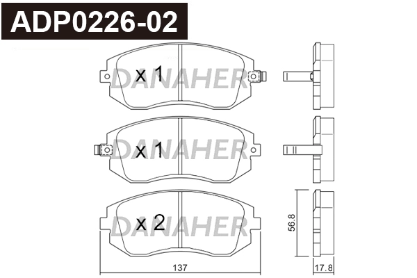 Brake Pad Set, disc brake (ADP0226-02)