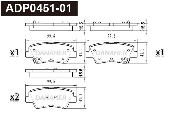 Brake Pad Set, disc brake (ADP0451-01)