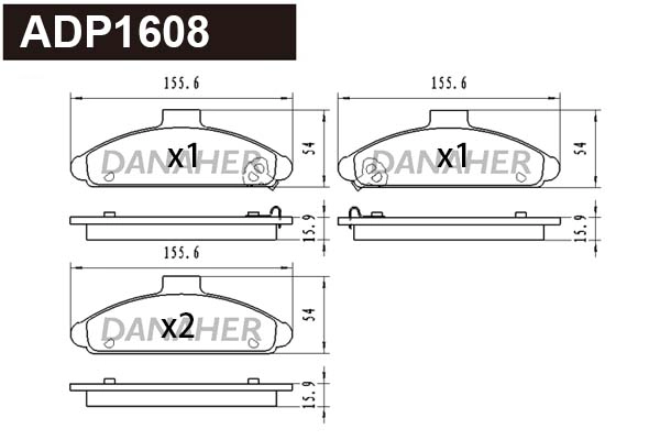 Brake Pad Set, disc brake (ADP1608)