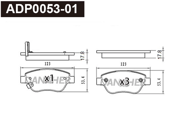 Brake Pad Set, disc brake (ADP0053-01)