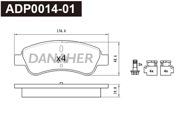 Brake Pad Set, disc brake (ADP0014-01)