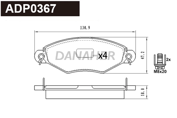 Brake Pad Set, disc brake (ADP0367)