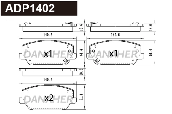Brake Pad Set, disc brake (ADP1402)