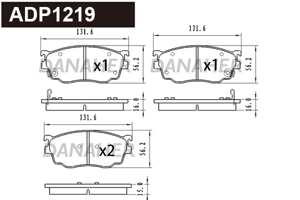 Brake Pad Set, disc brake (ADP1219)