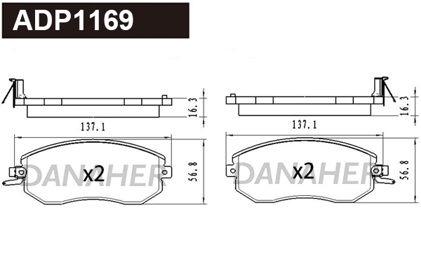 Brake Pad Set, disc brake (ADP1169)