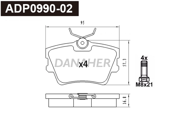 Brake Pad Set, disc brake (ADP0990-02)