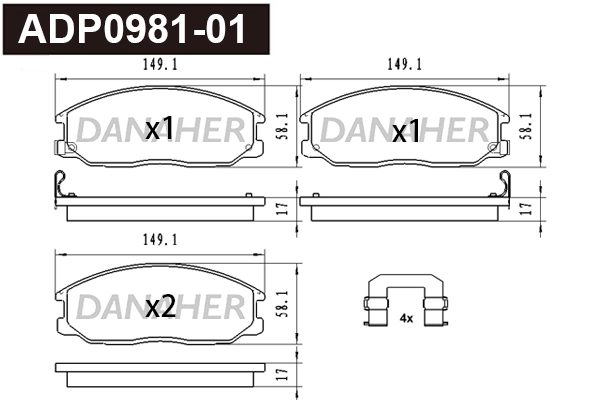 Brake Pad Set, disc brake (ADP0981-01)