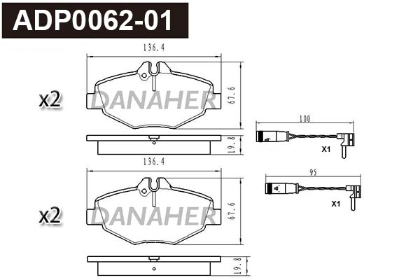 Brake Pad Set, disc brake (ADP0062-01)