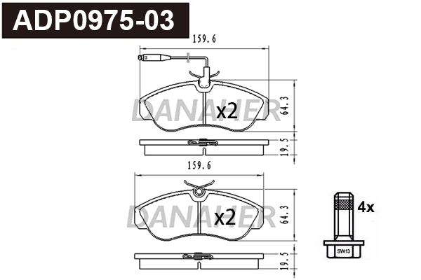 Brake Pad Set, disc brake (ADP0975-03)