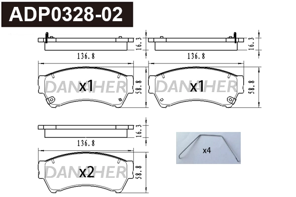 Brake Pad Set, disc brake (ADP0328-02)