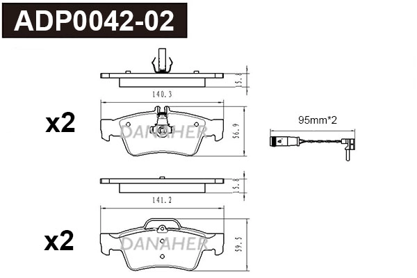 Brake Pad Set, disc brake (ADP0042-02)