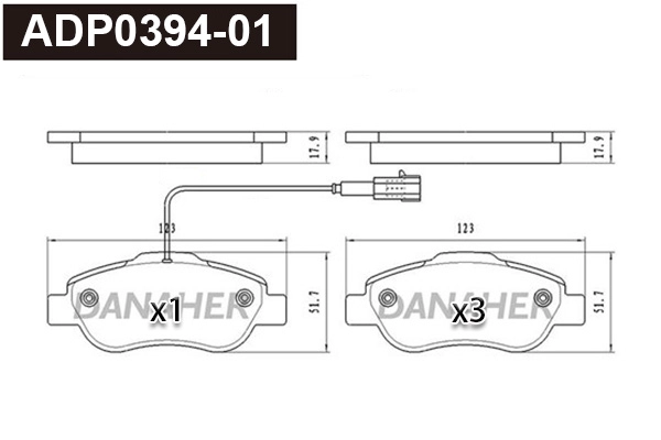 Brake Pad Set, disc brake (ADP0394-01)