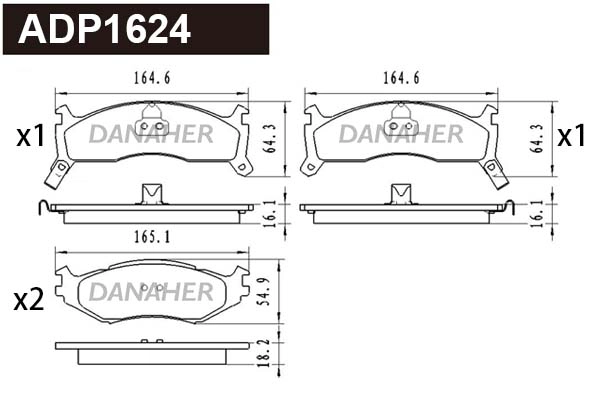 Brake Pad Set, disc brake (ADP1624)
