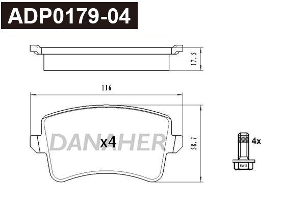 Brake Pad Set, disc brake (ADP0179-04)