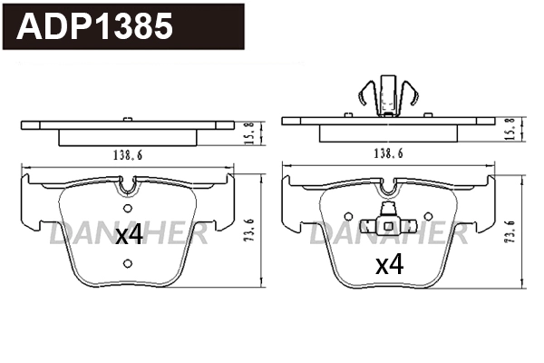 Brake Pad Set, disc brake (ADP1385)