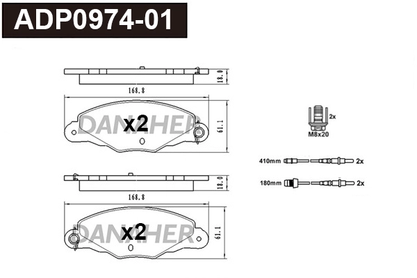 Brake Pad Set, disc brake (ADP0974-01)