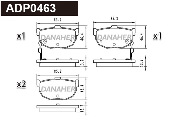 Brake Pad Set, disc brake (ADP0463)