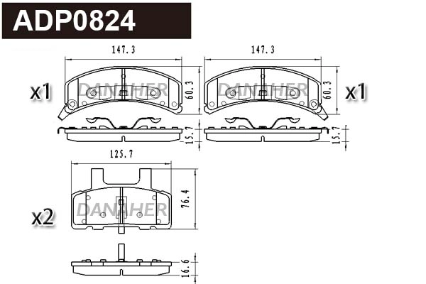 Brake Pad Set, disc brake (ADP0824)