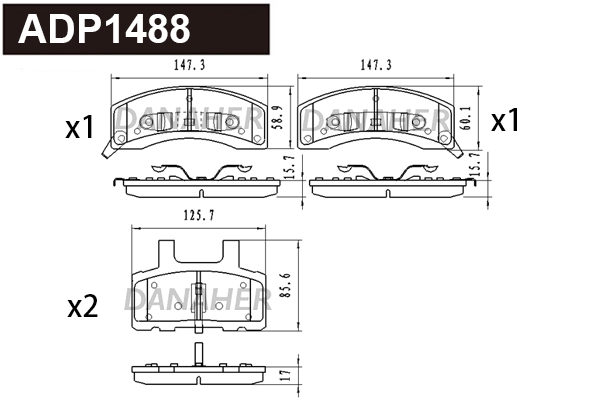 Brake Pad Set, disc brake (ADP1488)