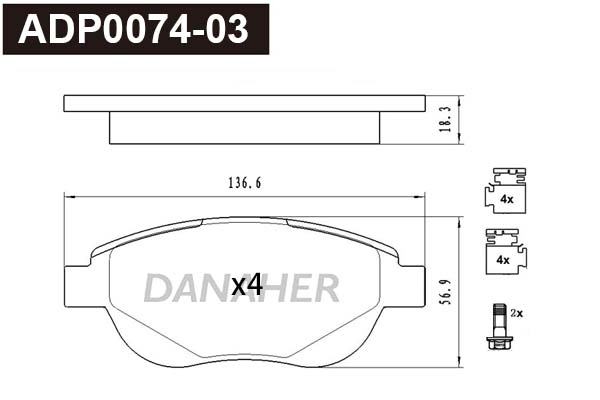 Brake Pad Set, disc brake (ADP0074-03)