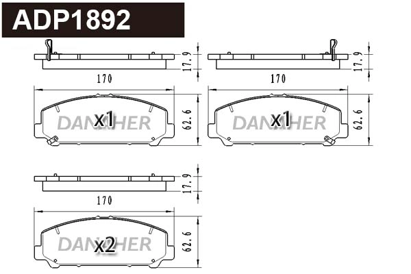 Brake Pad Set, disc brake (ADP1892)