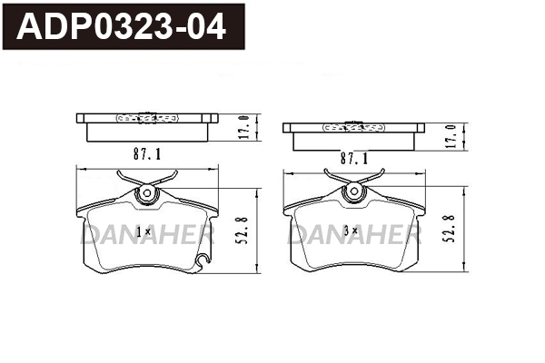 Brake Pad Set, disc brake (ADP0323-04)