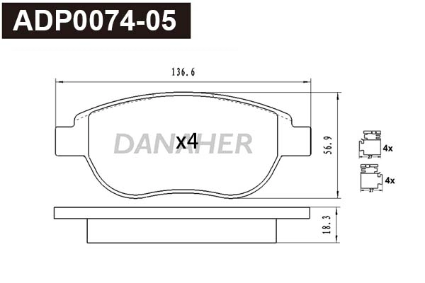 Brake Pad Set, disc brake (ADP0074-05)