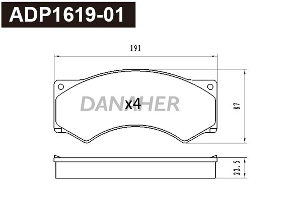 Brake Pad Set, disc brake (ADP1619-01)