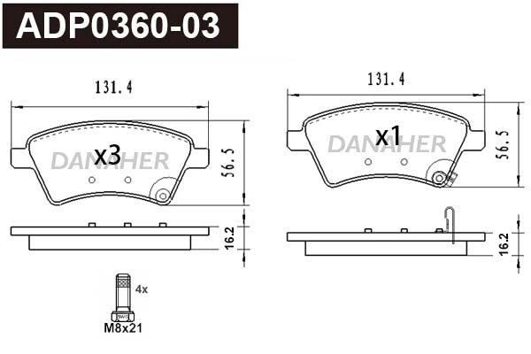 Brake Pad Set, disc brake (ADP0360-03)