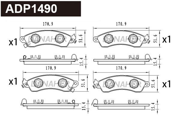 Brake Pad Set, disc brake (ADP1490)