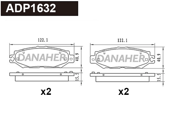 Brake Pad Set, disc brake (ADP1632)