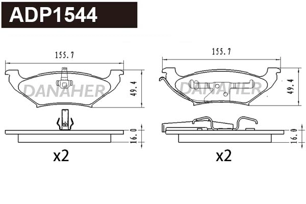 Brake Pad Set, disc brake (ADP1544)