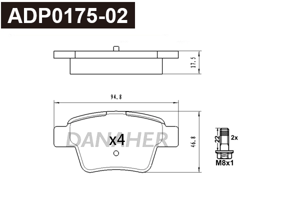 Brake Pad Set, disc brake (ADP0175-02)