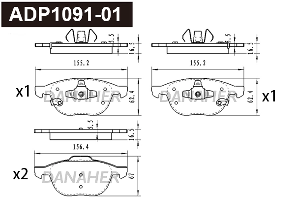 Brake Pad Set, disc brake (ADP1091-01)
