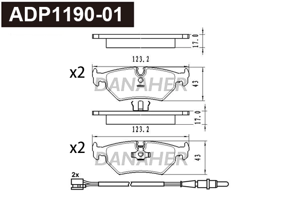 Brake Pad Set, disc brake (ADP1190-01)