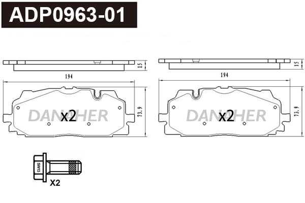 Brake Pad Set, disc brake (ADP0963-01)