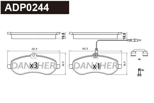 Brake Pad Set, disc brake (ADP0244)