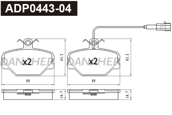 Brake Pad Set, disc brake (ADP0443-04)