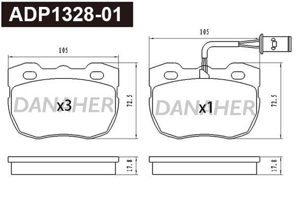 Brake Pad Set, disc brake (ADP1328-01)